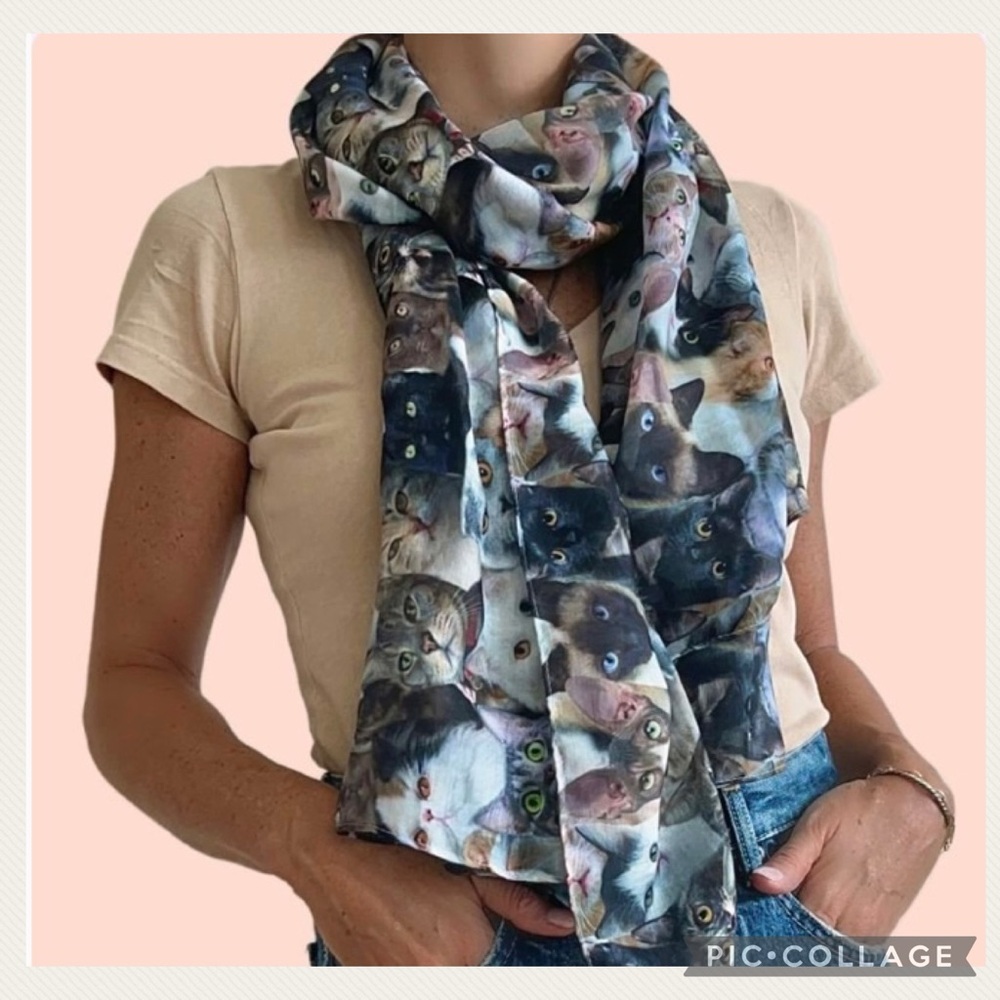 🐾CAT COLLAGE SCARF🐾 NWT